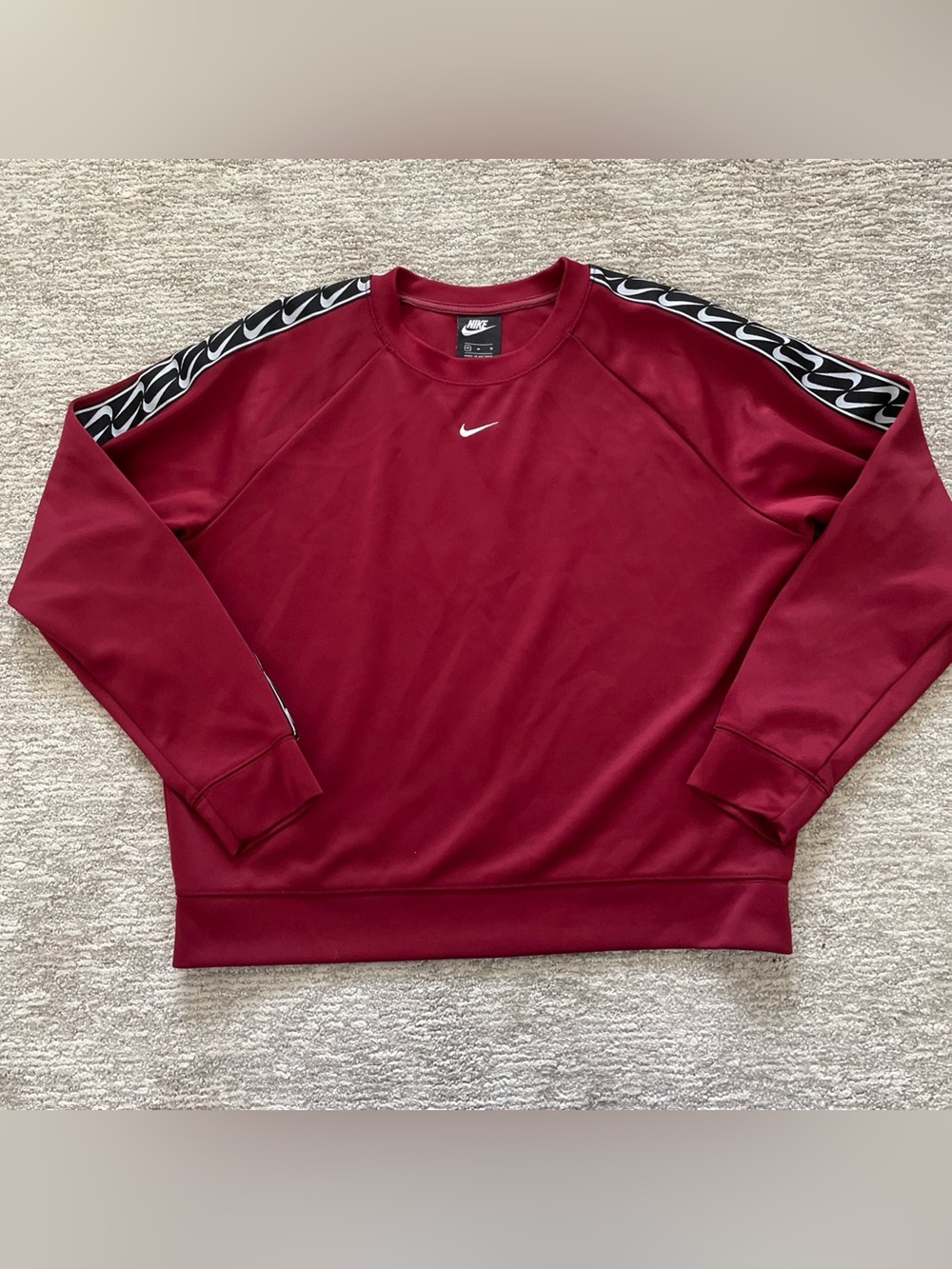 Nike Sportswear Womens Logo Tape Crew Sweatshirt Pullover Medium Center Swoosh
